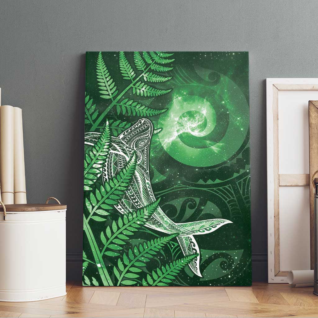 New Zealand Matariki Canvas Wall Art Maori Koru With Humpback Whale Green