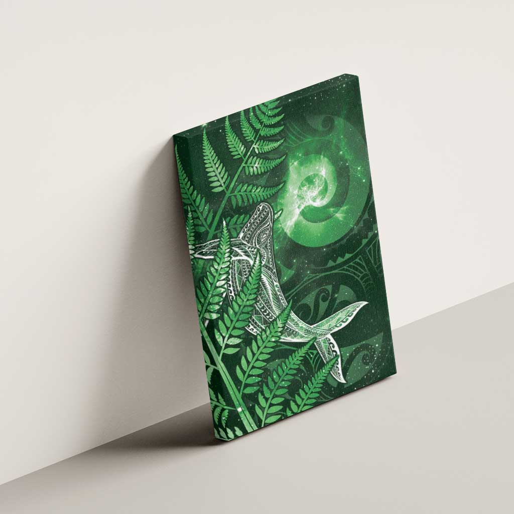 New Zealand Matariki Canvas Wall Art Maori Koru With Humpback Whale Green