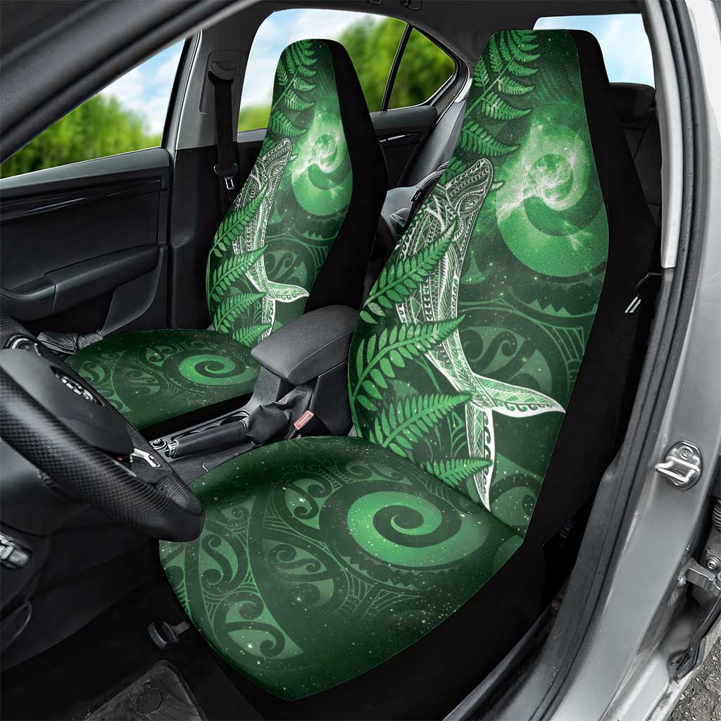 New Zealand Matariki Car Seat Cover Maori Koru With Humpback Whale Green