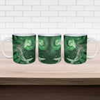 New Zealand Matariki Ceramic Mug Maori Koru With Humpback Whale Green