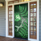 New Zealand Matariki Door Cover Maori Koru With Humpback Whale Green