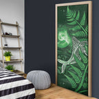 New Zealand Matariki Door Cover Maori Koru With Humpback Whale Green