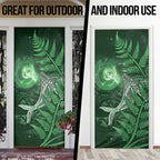 New Zealand Matariki Door Cover Maori Koru With Humpback Whale Green