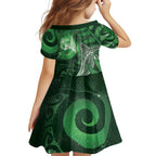 New Zealand Matariki Family Matching Mermaid Dress and Hawaiian Shirt Maori Koru With Humpback Whale Green