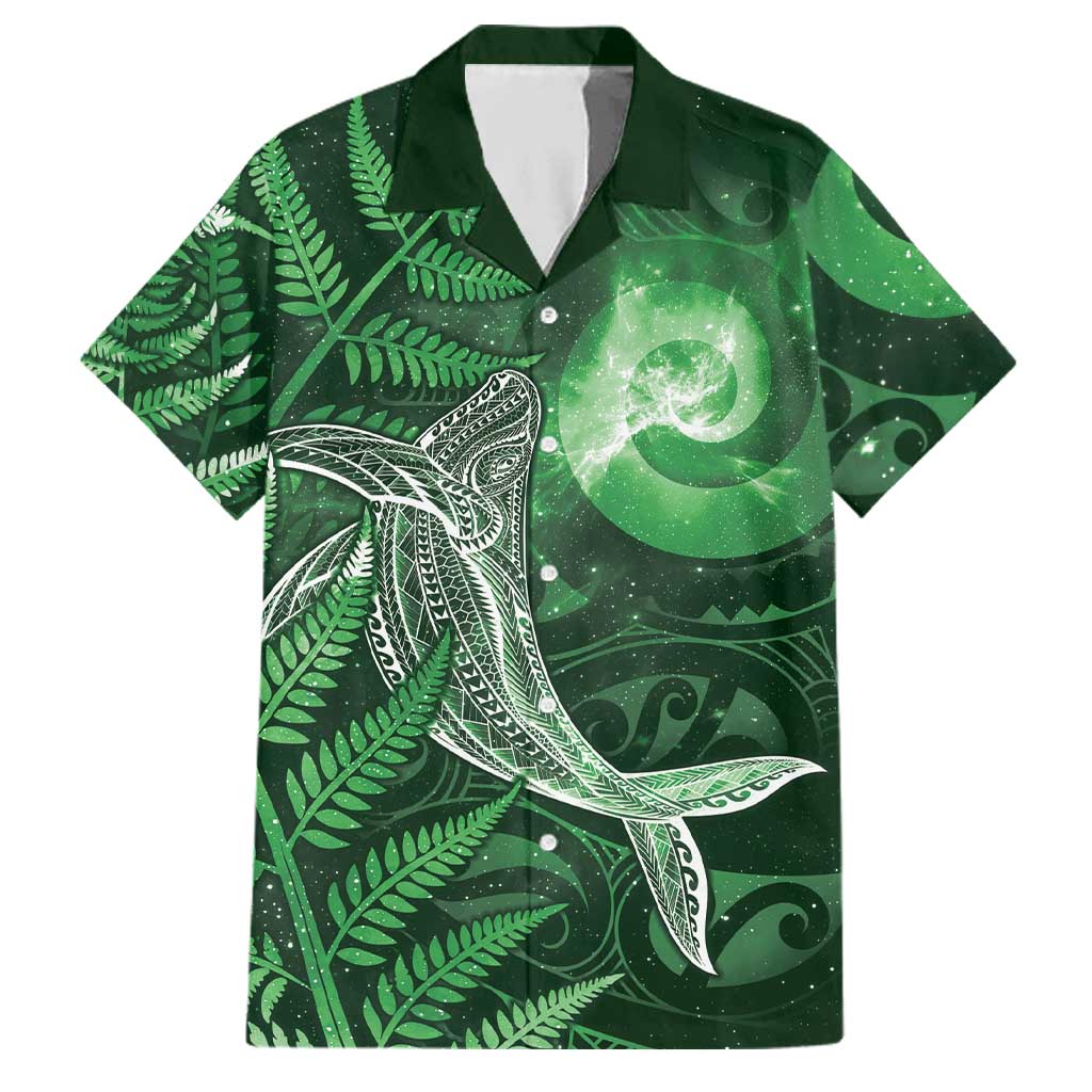 New Zealand Matariki Family Matching Off Shoulder Maxi Dress and Hawaiian Shirt Maori Koru With Humpback Whale Green