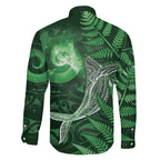 New Zealand Matariki Family Matching Off Shoulder Maxi Dress and Hawaiian Shirt Maori Koru With Humpback Whale Green