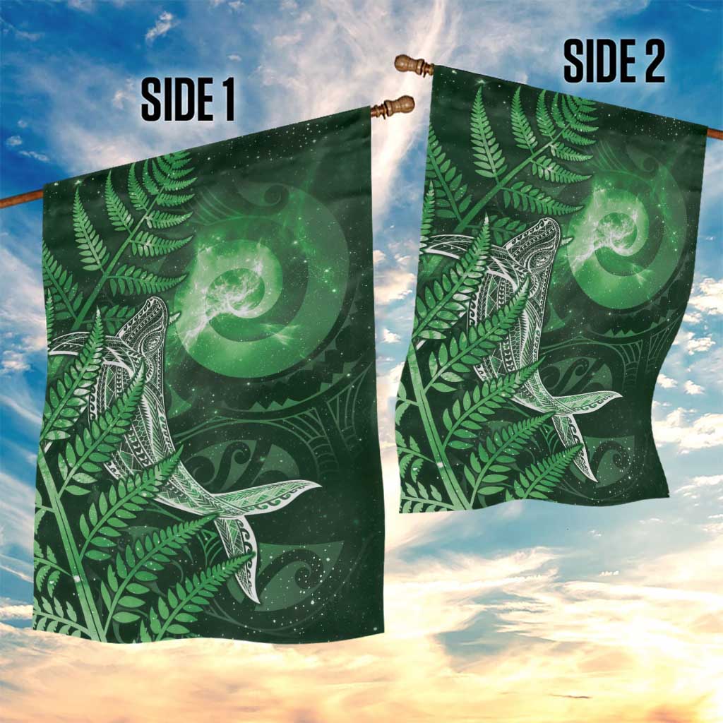 New Zealand Matariki Garden Flag Maori Koru With Humpback Whale Green