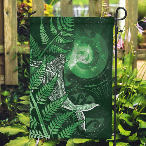 New Zealand Matariki Garden Flag Maori Koru With Humpback Whale Green