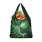 New Zealand Matariki Grocery Bag Maori Koru With Humpback Whale Green