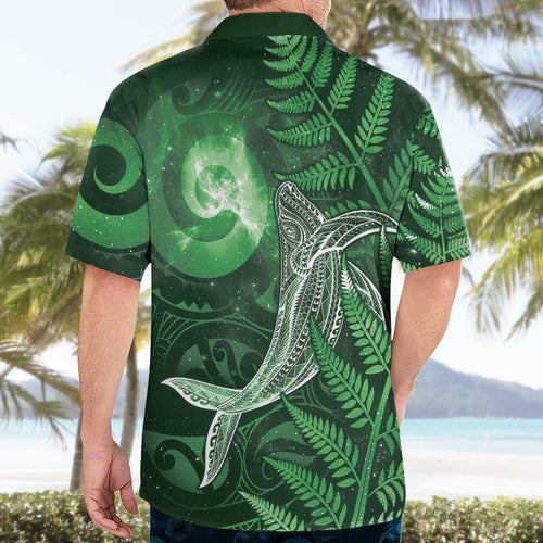 New Zealand Matariki Hawaiian Shirt Maori Koru With Humpback Whale Green