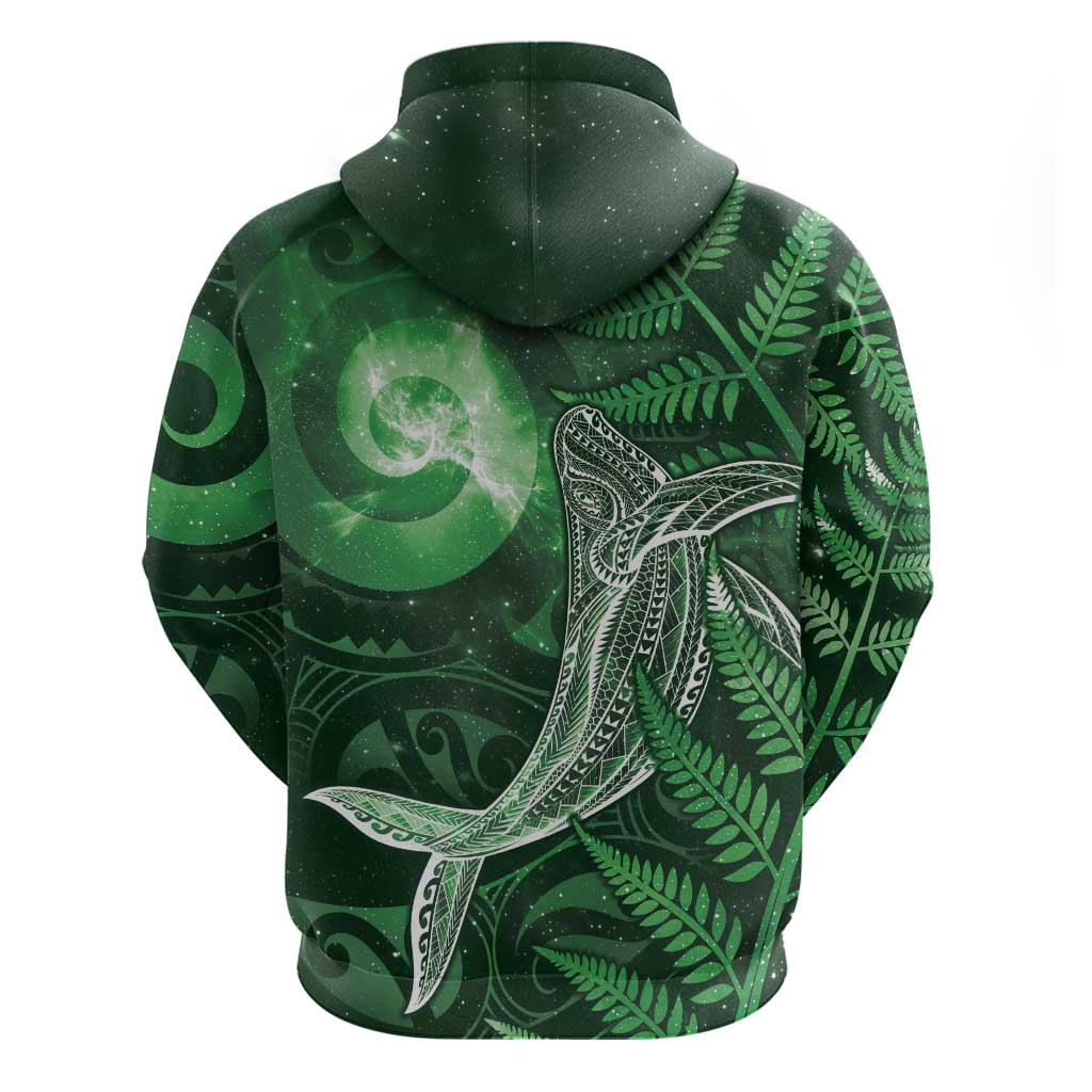 New Zealand Matariki Hoodie Maori Koru With Humpback Whale Green