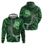 New Zealand Matariki Hoodie Maori Koru With Humpback Whale Green