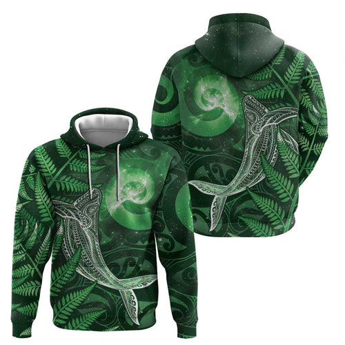 New Zealand Matariki Hoodie Maori Koru With Humpback Whale Green