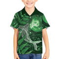 New Zealand Matariki Kid Hawaiian Shirt Maori Koru With Humpback Whale Green