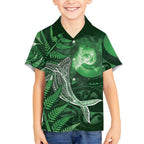 New Zealand Matariki Kid Hawaiian Shirt Maori Koru With Humpback Whale Green
