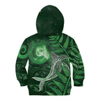 New Zealand Matariki Kid Hoodie Maori Koru With Humpback Whale Green
