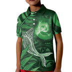New Zealand Matariki Kid Polo Shirt Maori Koru With Humpback Whale Green