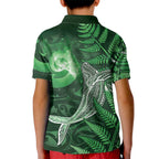 New Zealand Matariki Kid Polo Shirt Maori Koru With Humpback Whale Green