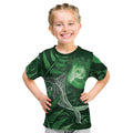 New Zealand Matariki Kid T Shirt Maori Koru With Humpback Whale Green