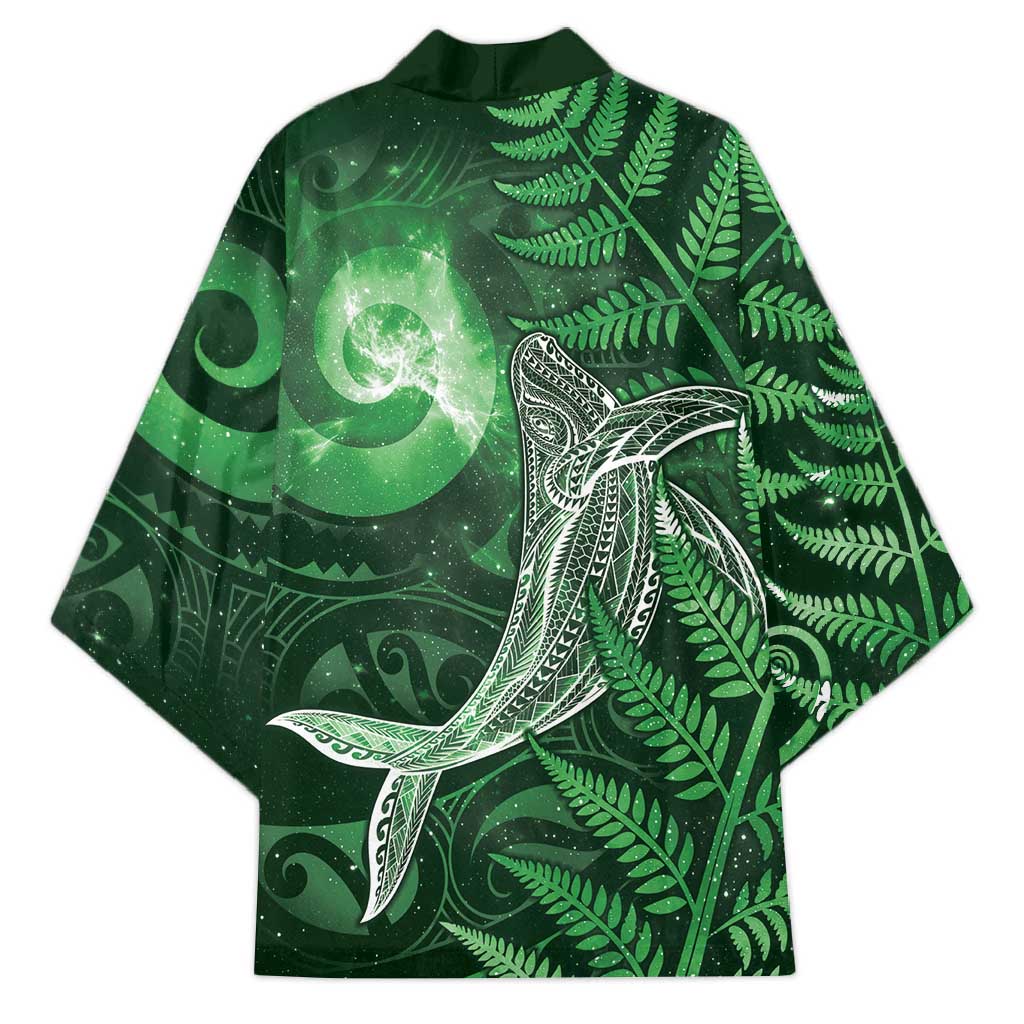 New Zealand Matariki Kimono Maori Koru With Humpback Whale Green