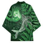 New Zealand Matariki Kimono Maori Koru With Humpback Whale Green