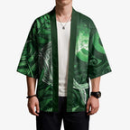 New Zealand Matariki Kimono Maori Koru With Humpback Whale Green