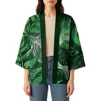 New Zealand Matariki Kimono Maori Koru With Humpback Whale Green