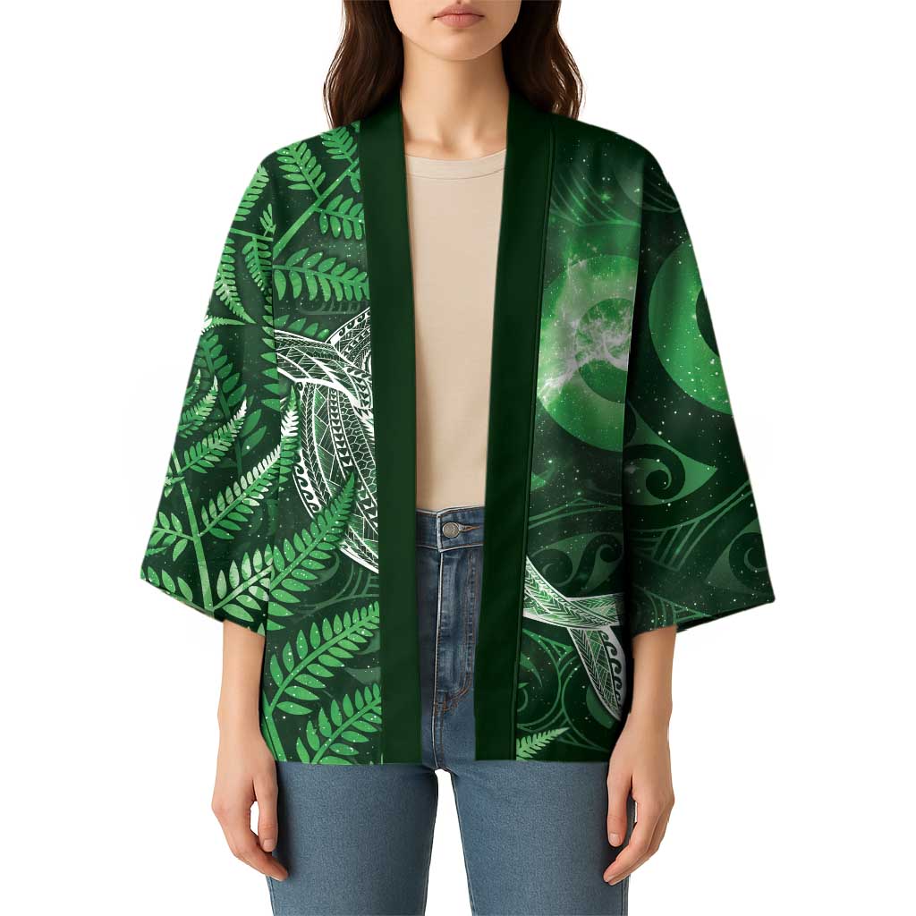 New Zealand Matariki Kimono Maori Koru With Humpback Whale Green
