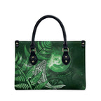 New Zealand Matariki Leather Bag Maori Koru With Humpback Whale Green