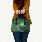 New Zealand Matariki Leather Bag Maori Koru With Humpback Whale Green