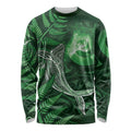 New Zealand Matariki Long Sleeve Shirt Maori Koru With Humpback Whale Green