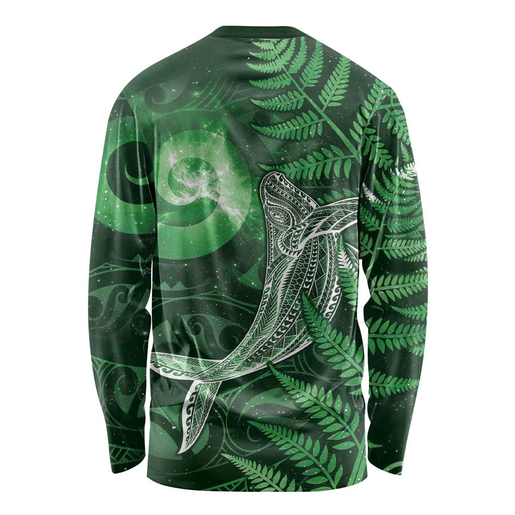New Zealand Matariki Long Sleeve Shirt Maori Koru With Humpback Whale Green
