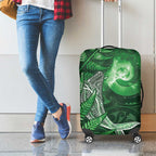 New Zealand Matariki Luggage Cover Maori Koru With Humpback Whale Green