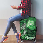 New Zealand Matariki Luggage Cover Maori Koru With Humpback Whale Green