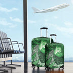 New Zealand Matariki Luggage Cover Maori Koru With Humpback Whale Green