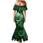 New Zealand Matariki Mermaid Dress Maori Koru With Humpback Whale Green