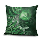 New Zealand Matariki Pillow Cover Maori Koru With Humpback Whale Green