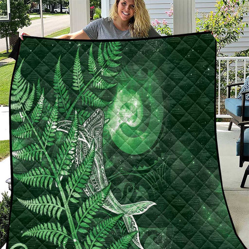 New Zealand Matariki Quilt Maori Koru With Humpback Whale Green