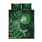 New Zealand Matariki Quilt Bed Set Maori Koru With Humpback Whale Green