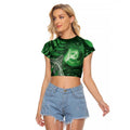 New Zealand Matariki Raglan Cropped T Shirt Maori Koru With Humpback Whale Green