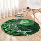 New Zealand Matariki Round Carpet Maori Koru With Humpback Whale Green