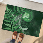 New Zealand Matariki Rubber Doormat Maori Koru With Humpback Whale Green