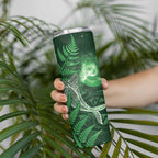 New Zealand Matariki Skinny Tumbler Maori Koru With Humpback Whale Green
