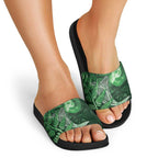 New Zealand Matariki Slide Sandals Maori Koru With Humpback Whale Green