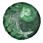 New Zealand Matariki Spare Tire Cover Maori Koru With Humpback Whale Green