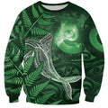 New Zealand Matariki Sweatshirt Maori Koru With Humpback Whale Green