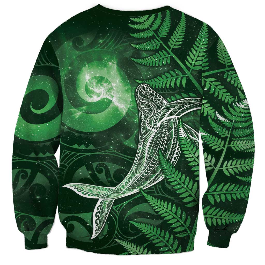 New Zealand Matariki Sweatshirt Maori Koru With Humpback Whale Green