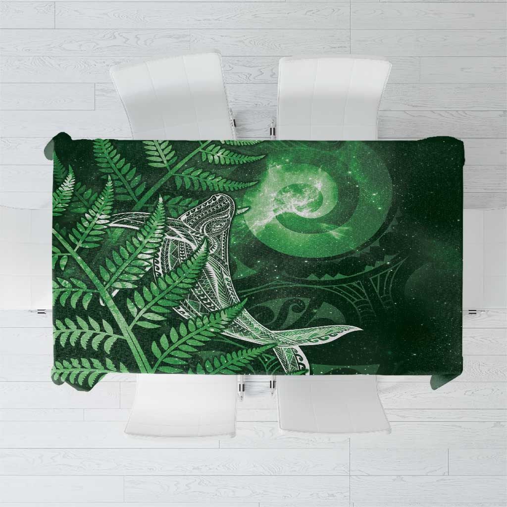 New Zealand Matariki Tablecloth Maori Koru With Humpback Whale Green
