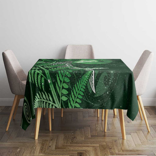 New Zealand Matariki Tablecloth Maori Koru With Humpback Whale Green
