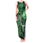 New Zealand Matariki Tank Maxi Dress Maori Koru With Humpback Whale Green